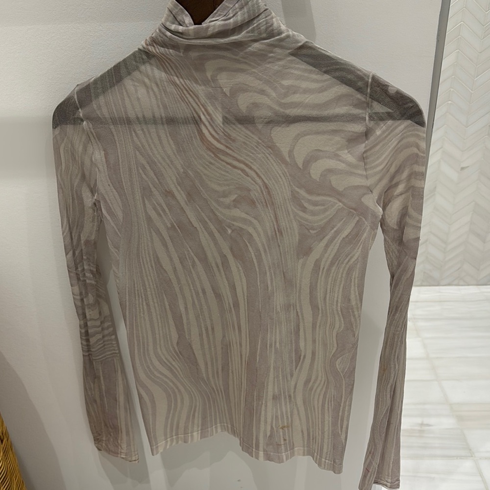 Acne Gray Fitted Ribbed Blouse